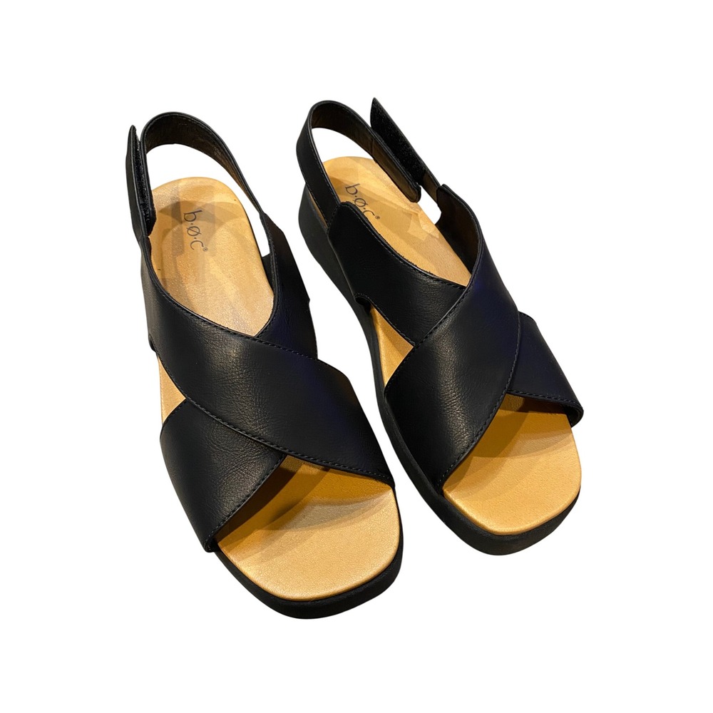 b.o.c. Black Crisscross Platform Slingback Sandals Womens Size 11M BC0043400